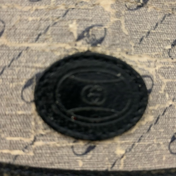 GUCCI AUTHENTIC SHOULDER BAG PVC/LEATHER NAVY/GREY/RED **ACCESSORY COLLECTION** - Picture 4 of 10